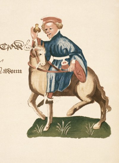 The Manciple (detail) from The Canterbury Tales, by Geoffrey Chaucer, Ellesmere Manuscript, facsimile edition, 1911 by English School